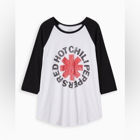 Torrid Red Hot Chili Peppers White Classic Fit Raglan Tee Women’s Plus Size 6x - Picture 1 of 8